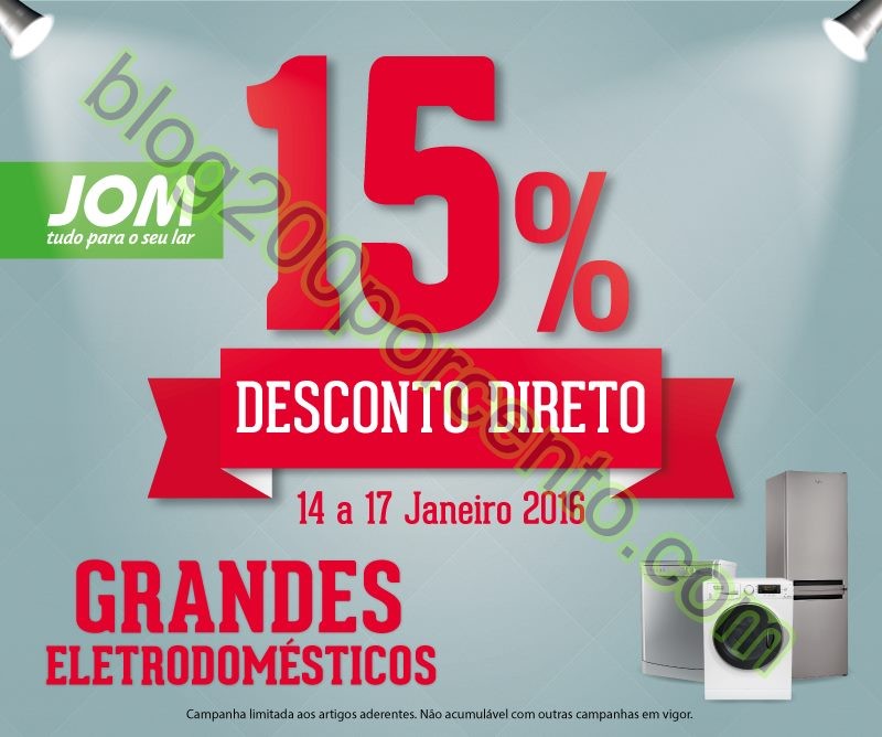 15% de desconto JOM promoções de 14 a 17 janeiro