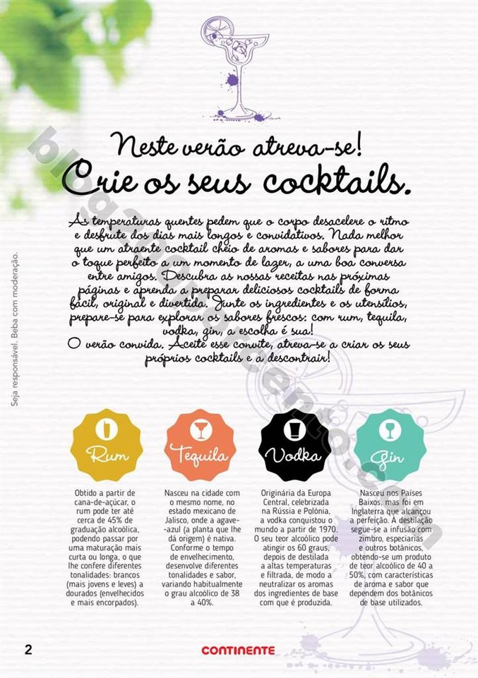 Antevisão Folheto CONTINENTE Cocktails de 25 julh