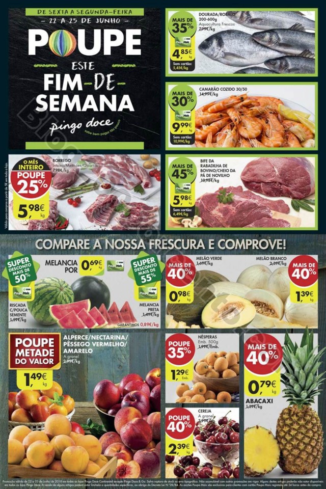 Pingo Doce promoções de 22 a 25 junho fim de sem