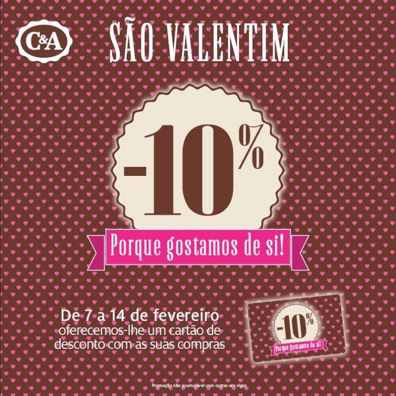Promoção dia dos namorados | C&A| de 7 a 14 fevereiro