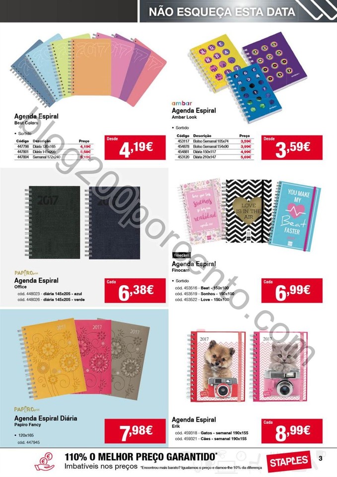 Antevisão Folheto STAPLES Agendas promoções de 