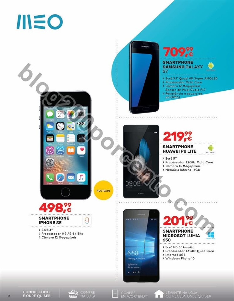 Antevisão Folheto WORTEN Mobile promoções de 9 