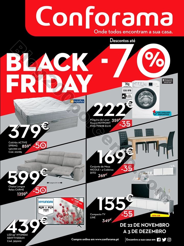 Antevisão Folheto CONFORAMA Black Friday - 22 nov