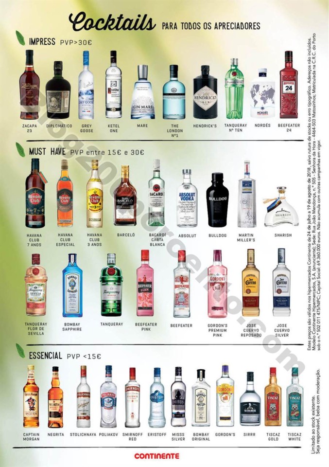 Antevisão Folheto CONTINENTE Cocktails promoçõe