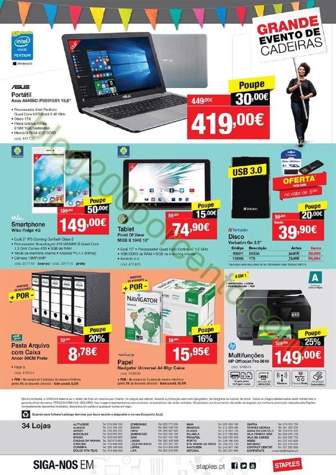 Antevisão Folheto STAPLES Promoções de 14 abril