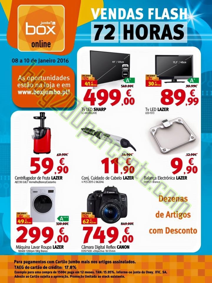 Vendas Flash JUMBO - BOX Promoções de 8 a 10 jan