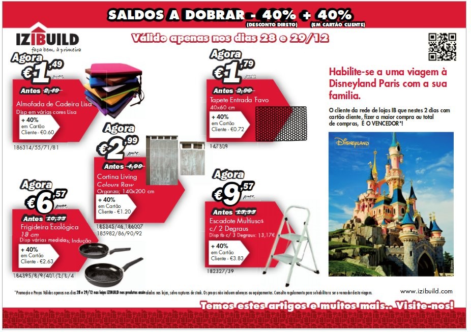 Saldos a dobrar 40% + 40% | IZIBUILD | dias 28 e 29 dezembro