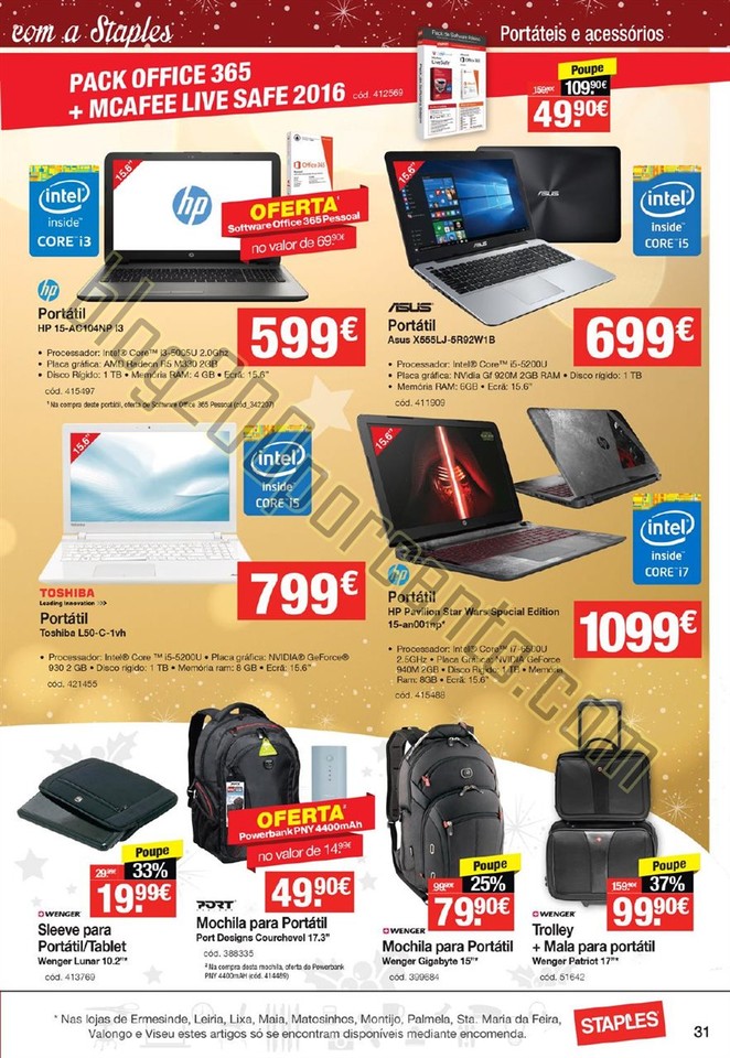 Antevisão Folheto STAPLES Natal promoções de 26