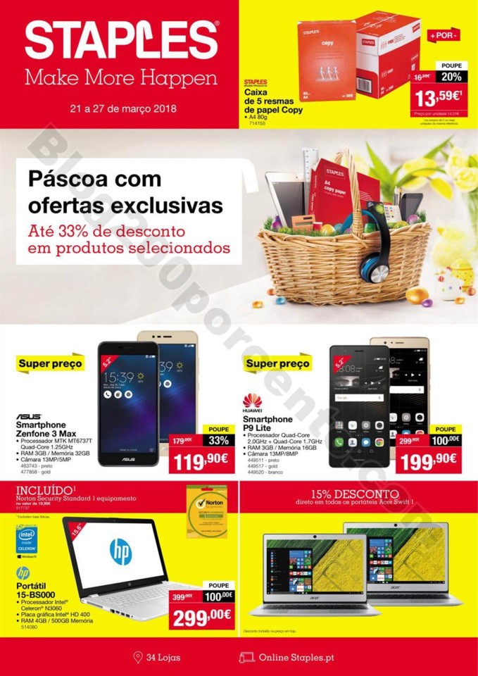 Antevisão folheto STAPLES promoções de 21 a 27 