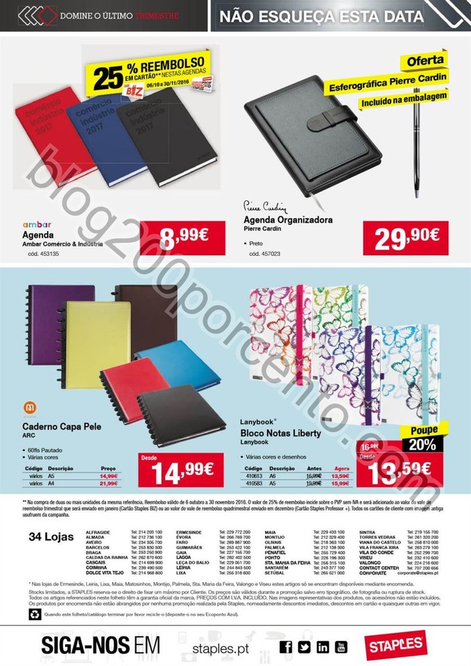 Antevisão Folheto STAPLES Agendas promoções de 