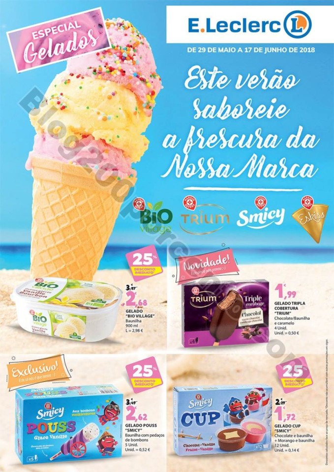 Antevisão Folheto E-LECLERC Gelados Promoções d
