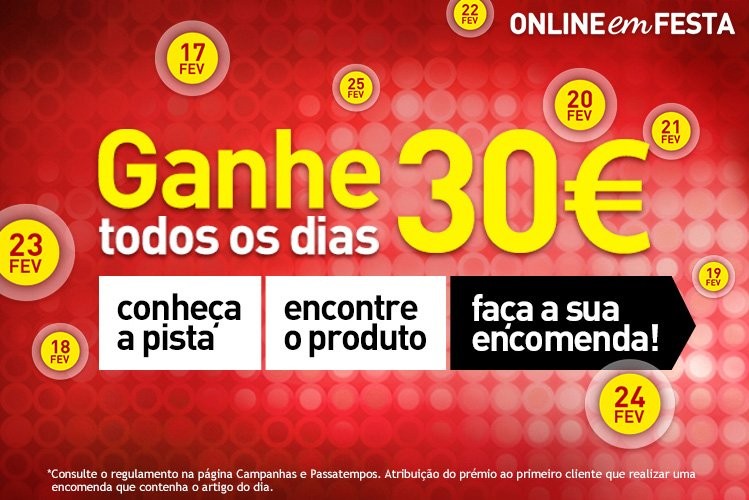 Online em festa | JUMBO | ganhe 30€ todos os dias