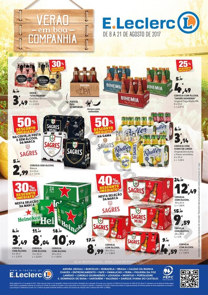 Antevisão Folheto E-LECLERC Extra Cervejas de 8 a