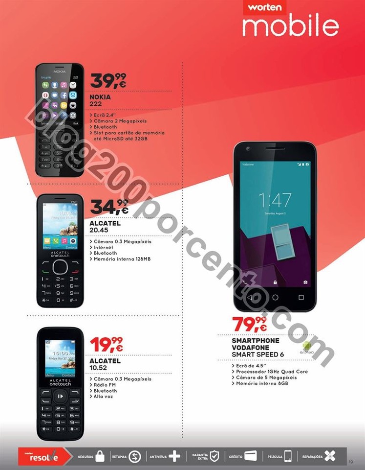 Antevisão Folheto WORTEN Mobile promoções de 9 