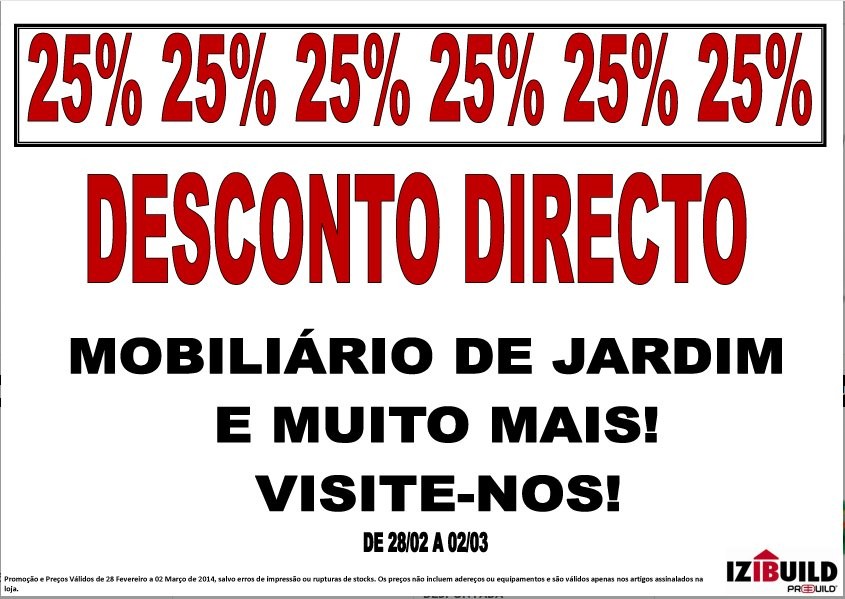 25% de desconto direto | IZIBUILD | de 28 fevereiro a 2 março
