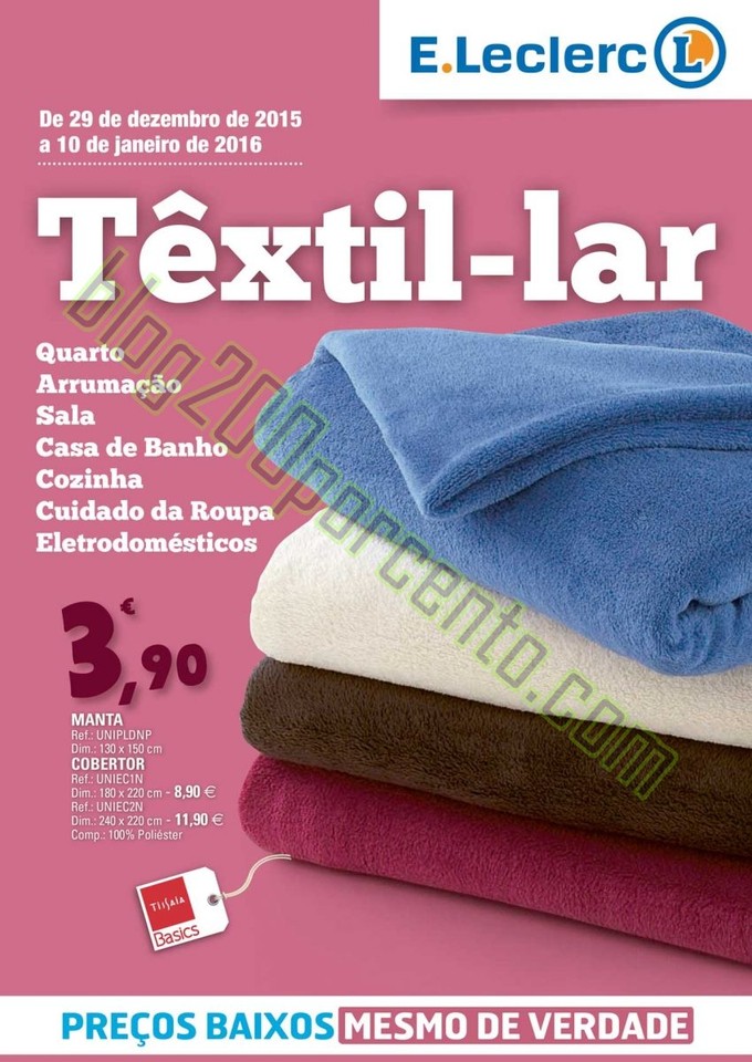 Antevisão Folheto E-LECLERC Têxtil Lar de 29 dez