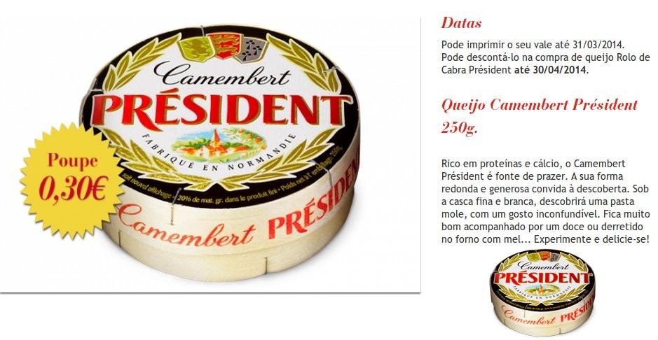 Novo vale de desconto | PRESIDENT |imprimir até 31 de março