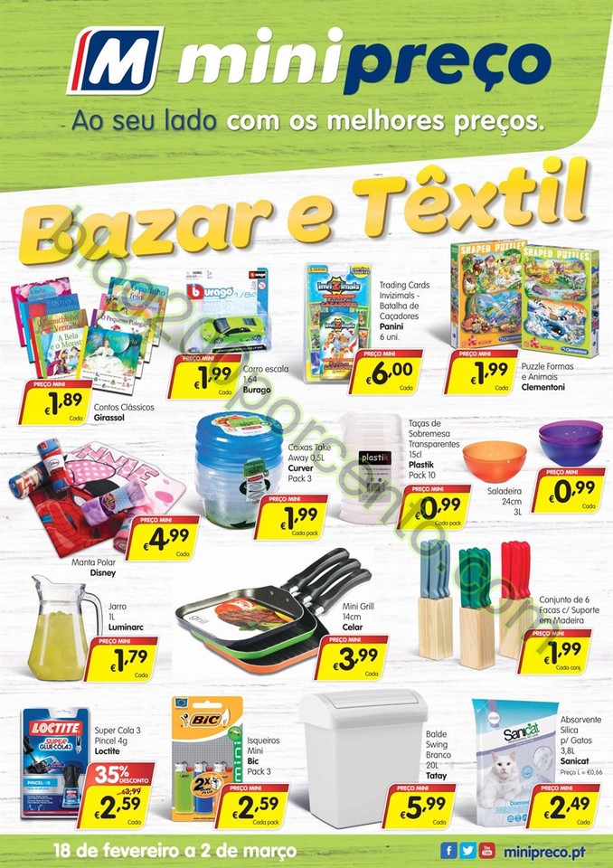 Antevisão Folheto MINIPREÇO Bazar de 18 fevereir