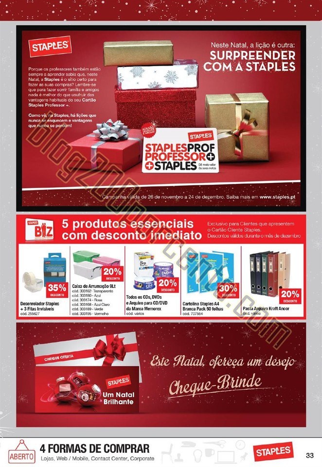 Antevisão Folheto STAPLES Natal promoções de 26