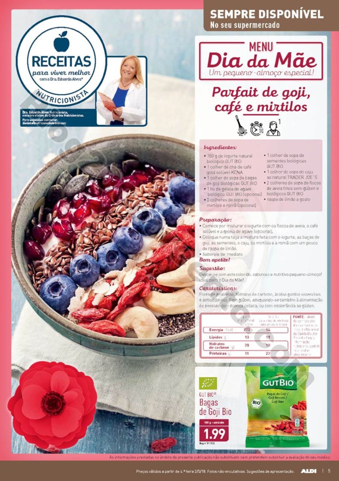 Antevisão Folheto ALDI Dia da mãe promoções a 