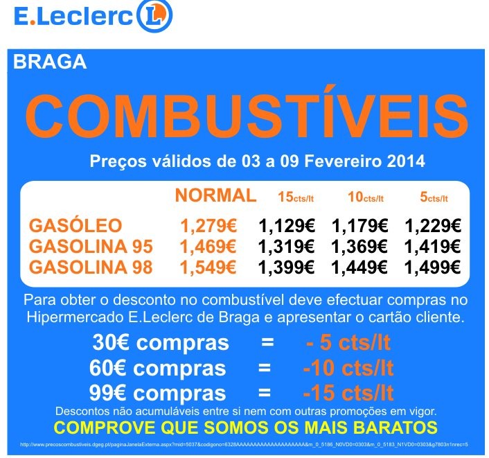 Combustíveis | E-LECLERC | Braga de 3 a 9 fevereiro