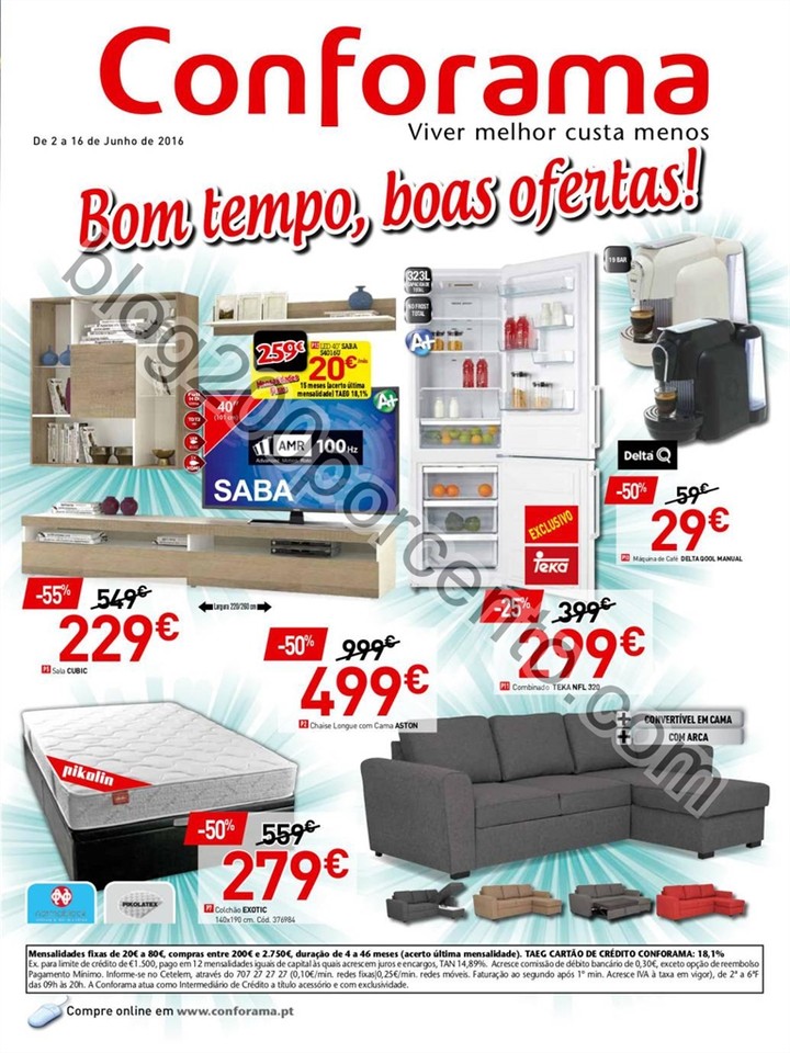 Novo Folheto CONFORAMA Promoções de 2 a 16 junho