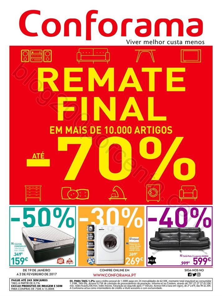 Novo Folheto CONFORAMA Remate Saldos de 19 janeir
