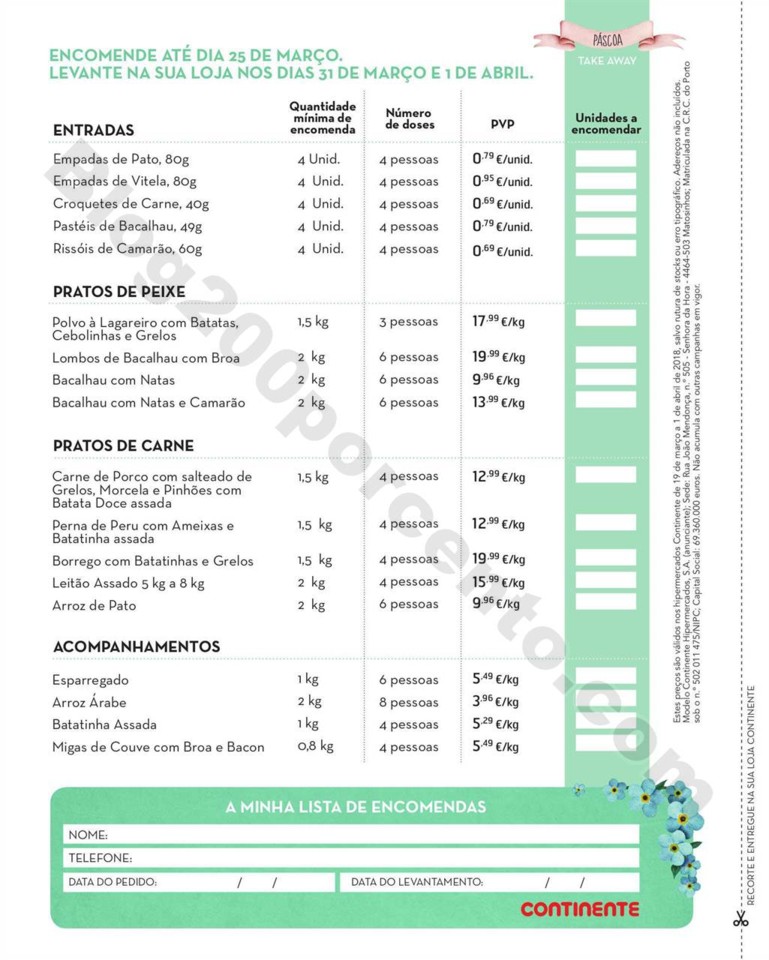 Antevisão Folheto CONTINENTE Take Away Páscoa pr