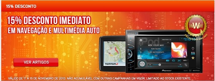 15% de desconto imediato | WORTEN | Navegação e multimédia auto, de 11 a 15 novembro