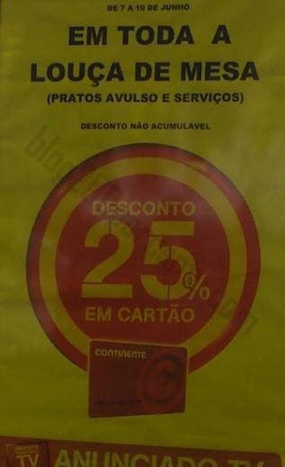 Avistamento CONTINENTE 25% de desconto até 10 junho