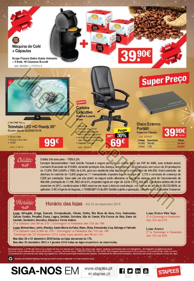Antevisão Folheto STAPLES Natal promoções de 26