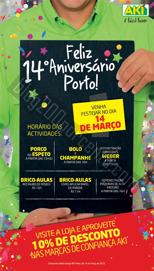 10% de desconto e ofertas AKI Porto dia 14 março.