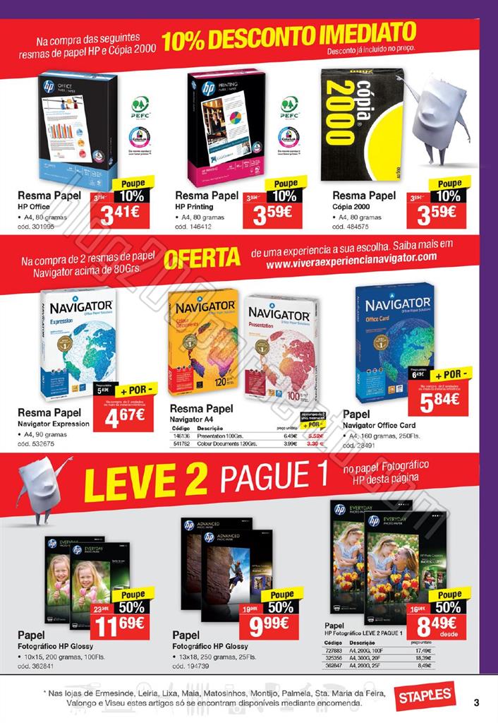 Antevisão folheto STAPLES Papel de 19 a 31 março