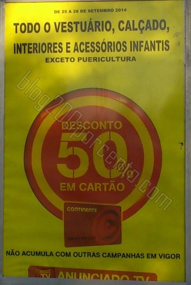 Avistamento 50% de desconto CONTINENTE de 25 a 28 setembro