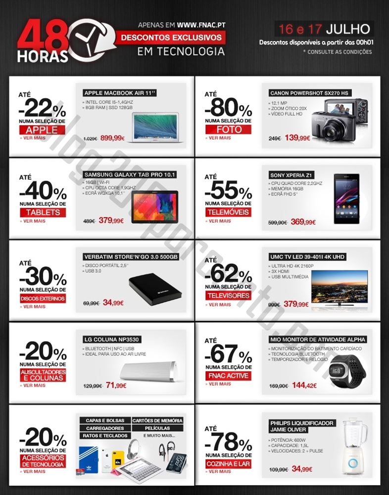 Descontos até 80% FNAC dias 16 e 17 julho