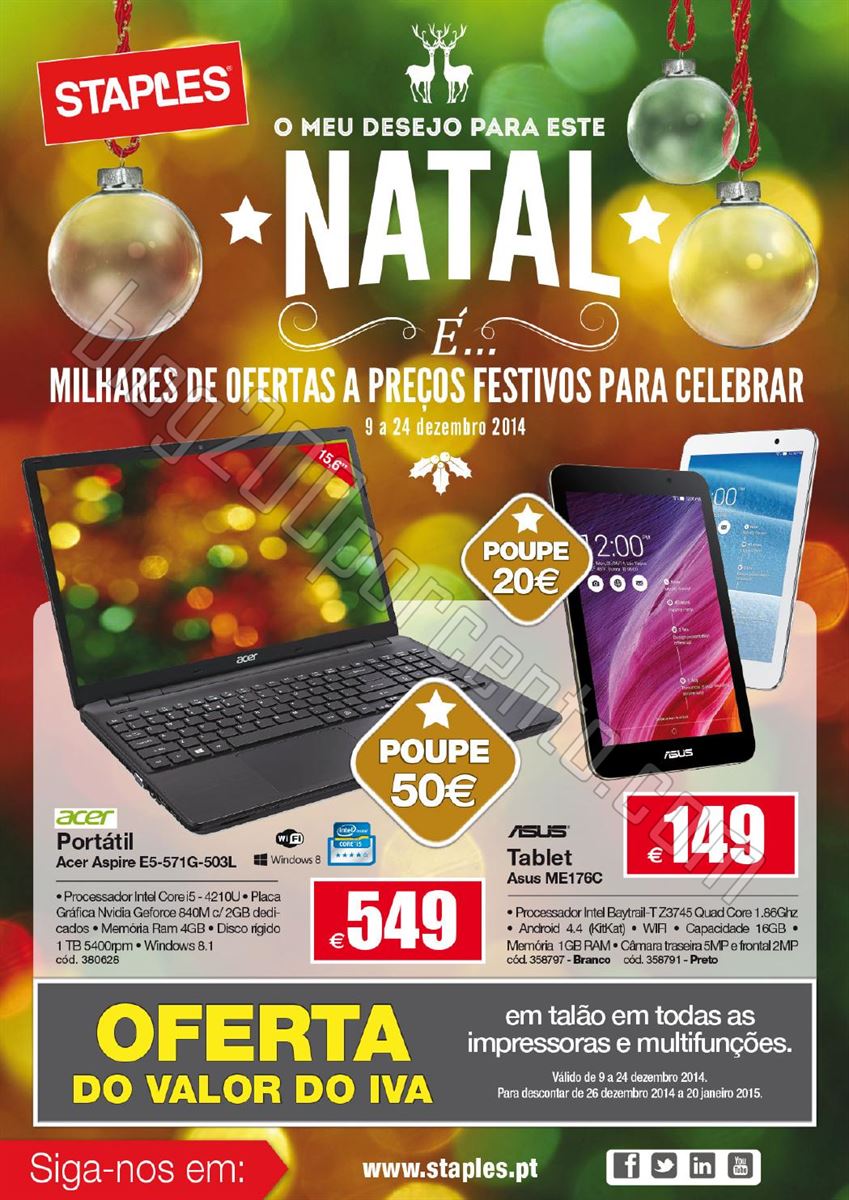 Novo Folheto STAPLES Natal de 9 a 24 dezembro p1.j