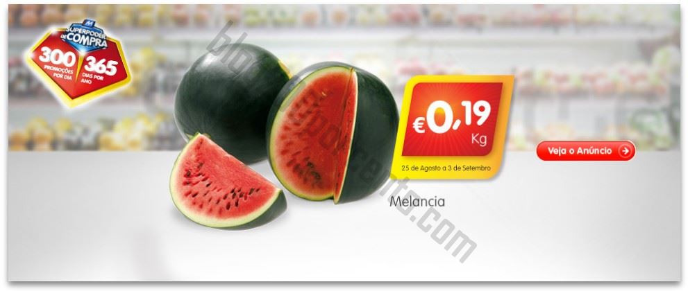 Promoção MINIPREÇO Melancia até 3 setembro a 0,19€ / Kg