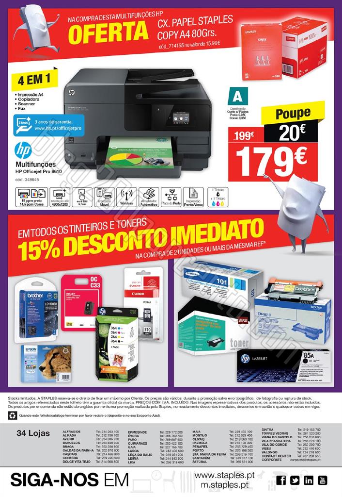 Antevisão folheto STAPLES Papel de 19 a 31 março