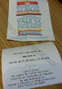 Vale de 5€ WOOK / MCDONALD'S Regresso às aulas