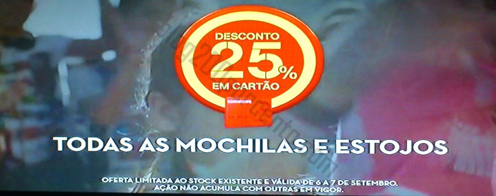 Avistamento 25% de desconto CONTINENTE Mochilas e Estojos, dias 6 e 7 setembro