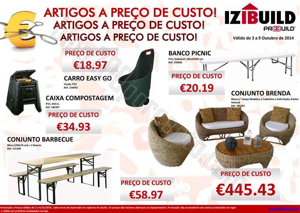 Preço de custo IZIBUILD de 3 a 9 outubro
