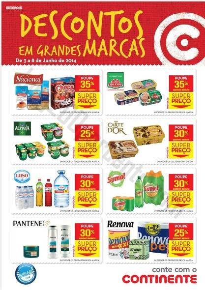 Novo folheto CONTINENTE de 3 a 8 junho - Descontos em grandes marcas