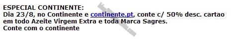 Antevisão Promoções CONTINENTE 50% em Marca Sagres e Azeite Virgem Extra