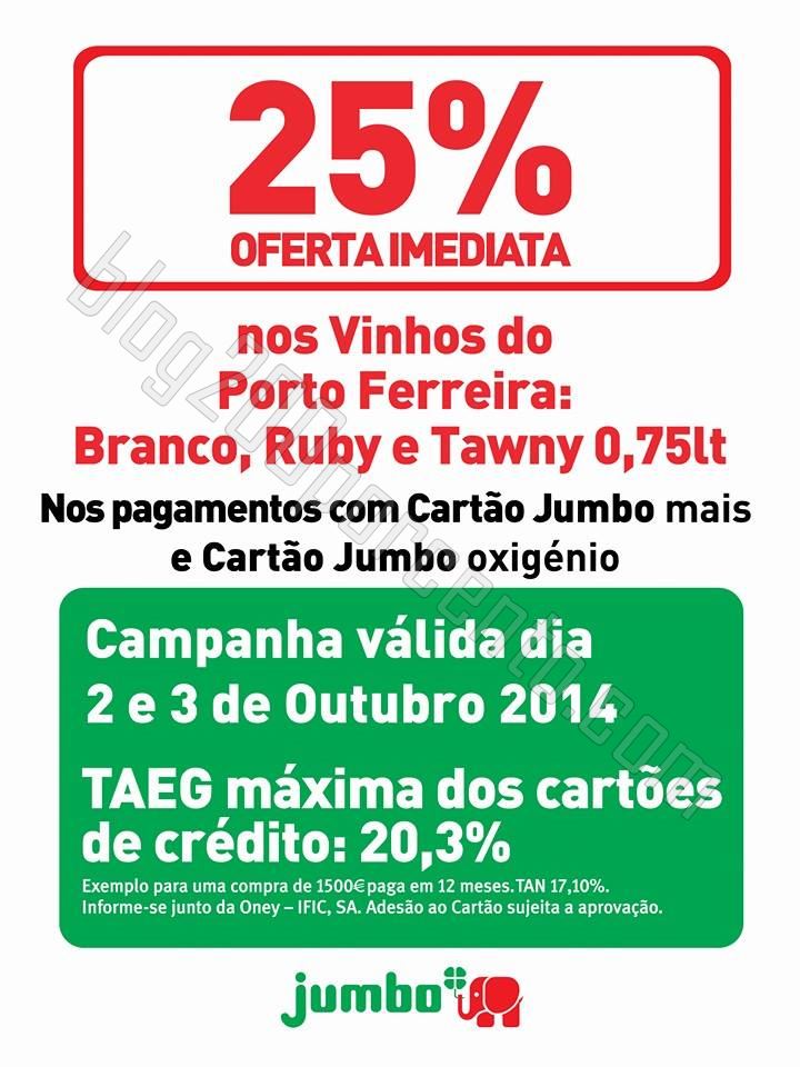 25% de desconto JUMBO dias 2 e 3 outubro
