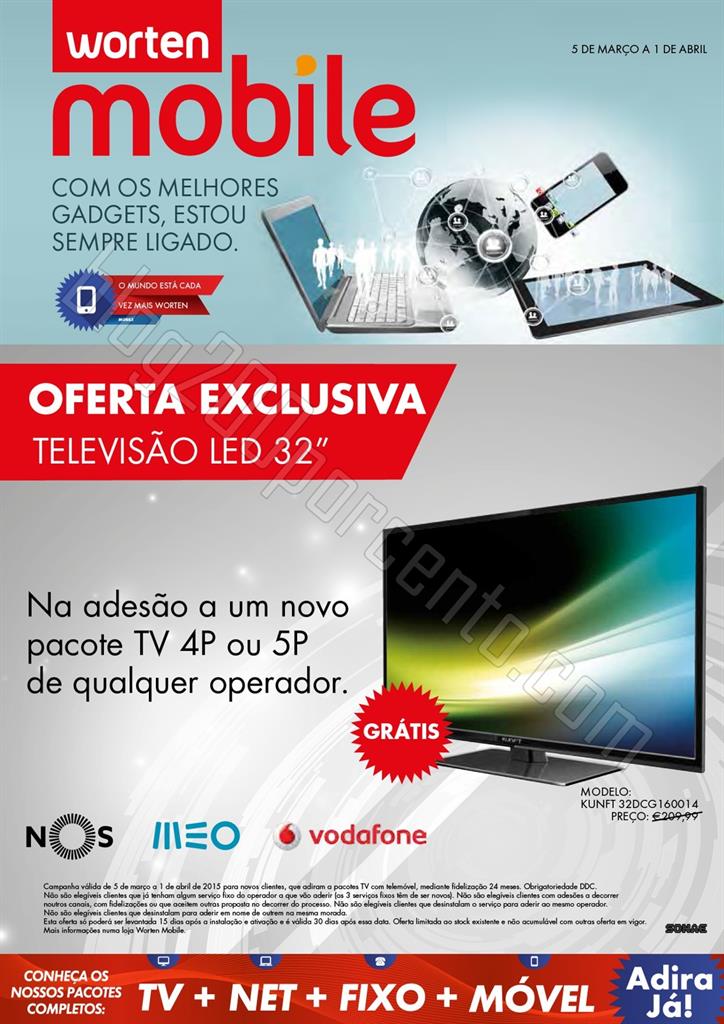 Antevisão Folheto WORTEN Mobile promoções de 5 