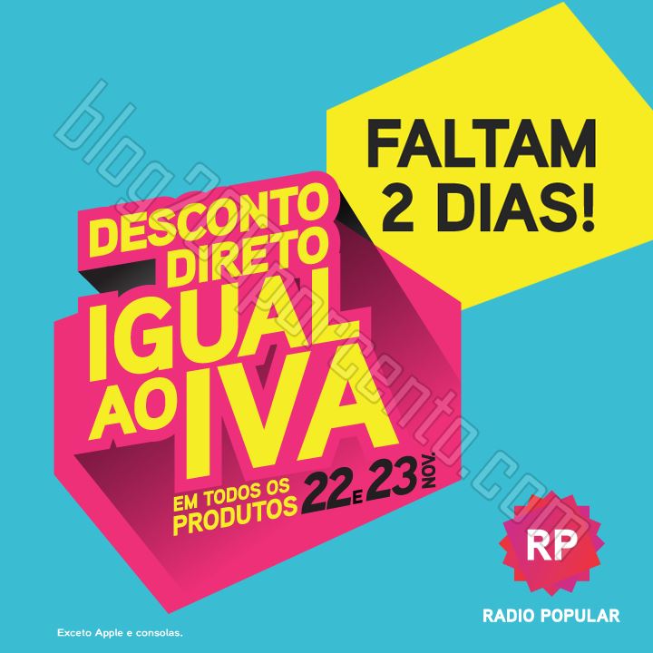Desconto do valor do iva RADIO POPULAR dias 22 e 2