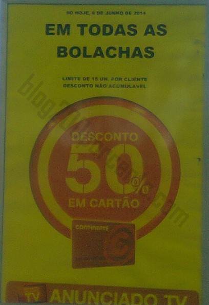 Promoção 50% de desconto em todas as bolachas CONTINENTE