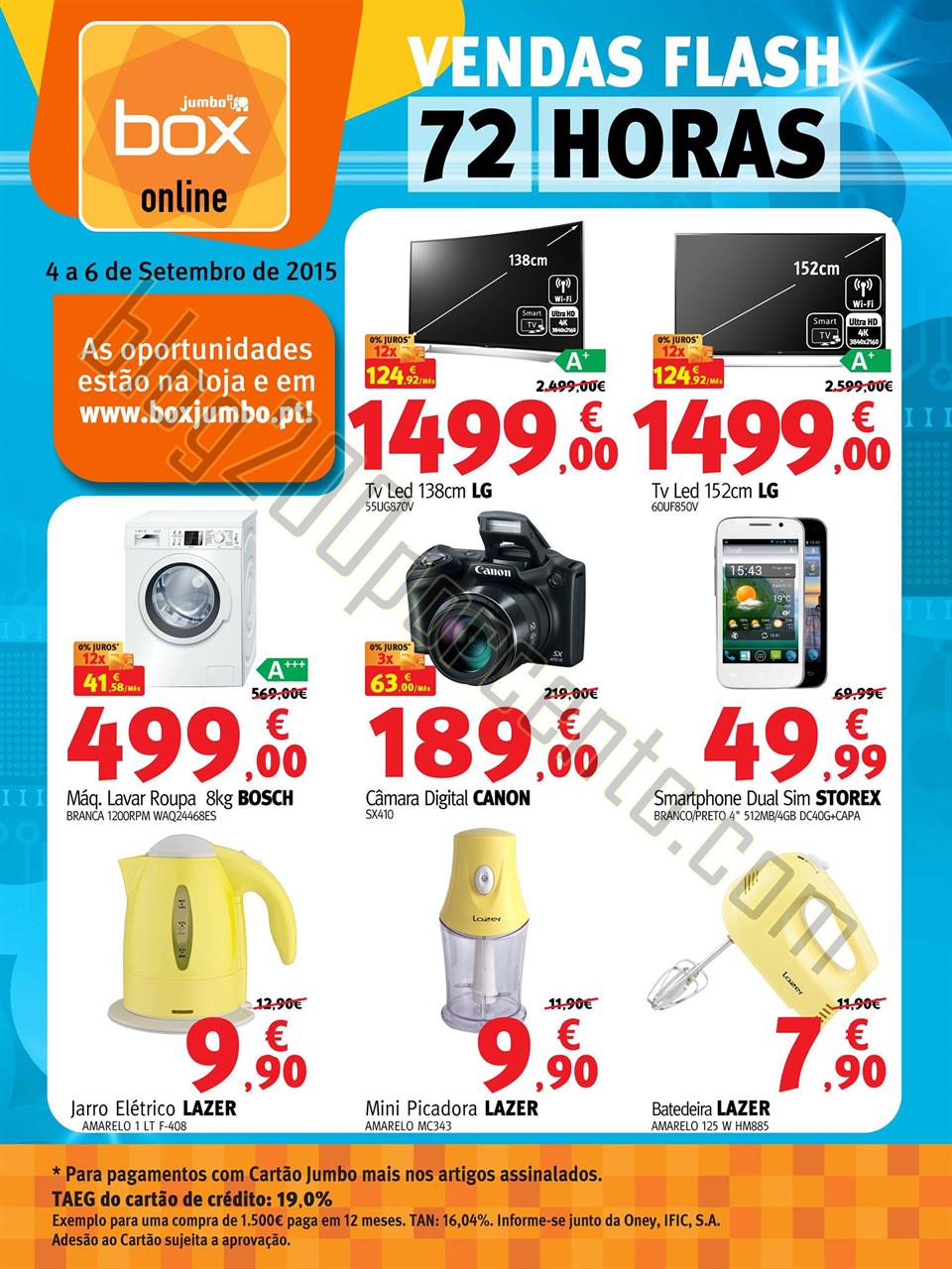 Vendas Flash JUMBO - BOX Fim de semana de 4 a 6 se