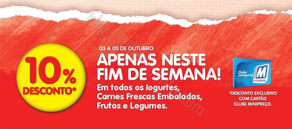 10% de desconto MINIPREÇO de 3 a 5 de outubro