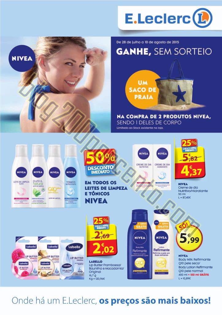 Antevisão Folheto E-LECLERC Nivea de 28 julho a 1